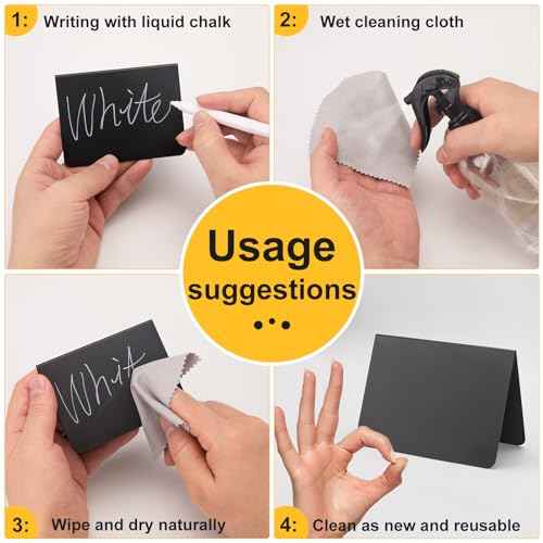 15 Pcs 4"x3" Mini Chalkboard Signs for Food, Reusable PVC Food Labels, Reserved Table Signs for Party Buffet, Birthdays, Bakery, Weddings Table Numbers, Buffet Display, Place Cards, Name Tag