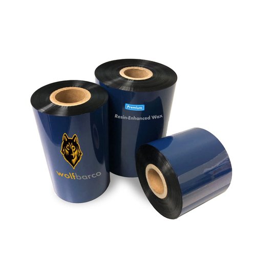 12 Rolls Wolfbarco 2.36" x 1476' (60mm x 450m) Black Premium Resin-Enhanced Wax Thermal Transfer Ribbon Compatible with Zebra,TEC, INTERMEC,Citizen,TSC,GODEX,ARGOX Printers
