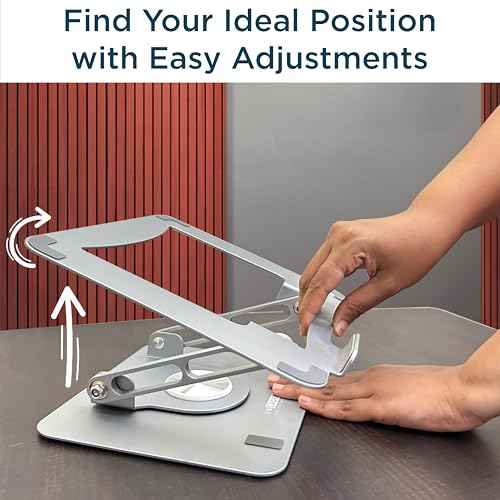 Uncaged Ergonomics Swivel Laptop Stand for Desk, Adjustable Computer iPad Stand for Desk w/ 360 Rotation, Portable Laptop Holder for Home Office Ergonomic Supplies