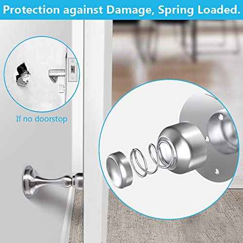 WINONLY Door Stopper, 4 Pack Magnetic Door Stop, Stainless Steel, Magnetic Door Catch, 3M Double-Sided Adhesive Tape, No Drilling, Screws for Stronger Mount, Hold Your Door Open, 4 Pack for Wide Doors