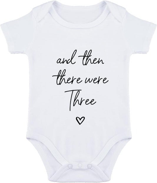 And Then There Were Three Bodysuit - Baby Pregnancy Announcement for Grandparents | Unisex Infant Size