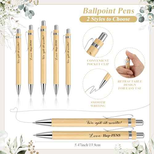 Skyygemm 50 Sets Wedding Party Favors for Guests Include We Got It Write Wood Bamboo Pens Bookmarks with Tassel Thank You Cards with Bag Wedding Favors Welcome Bag Stuffers for Bridal Shower Party