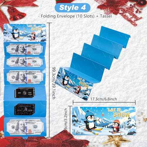 5PCS Upgrade Surprise Card Holder Christmas Cashs Envelope with Money Clip, 2026 New Christmas Cash Gift Envelope, DIY Cash Gift Card Holders Xmas With 10 Slots