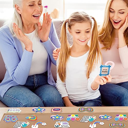 Fulmoon Cute Color Sensory Anxiety Stickers - Textured, 120 Pcs with Breathing Prompts & Grounding Techniques