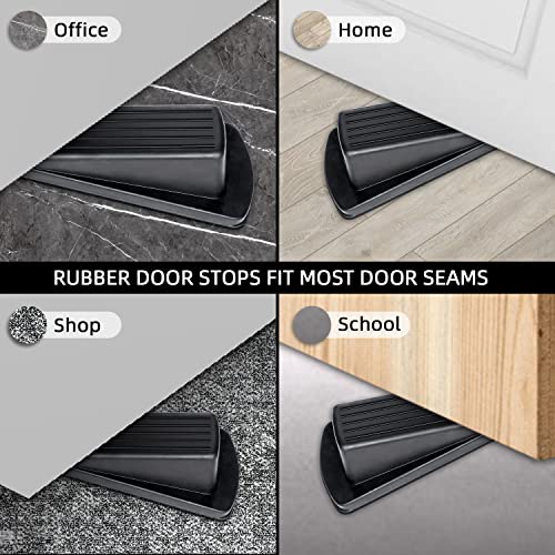 BHYTAKI Black Heavy Duty Rubber Door Stopper 4 Pack for Carpet, Tile, Wood Floors