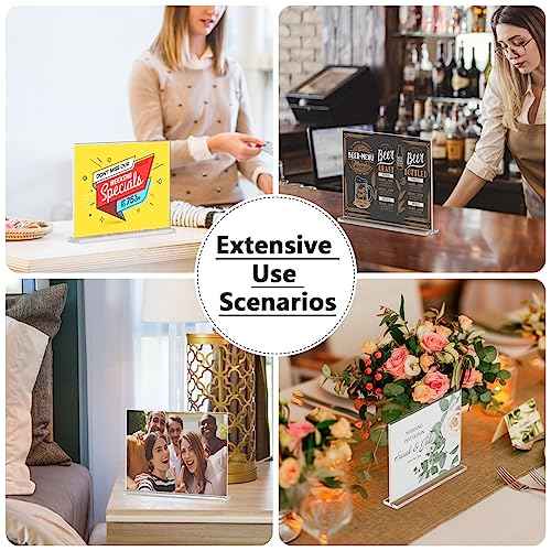MaxGear 8.5 X 11 Acrylic Sign Holder Horizontal 2Pack, Double Sided Display Stand, Clear Table Sign Flyer Menu Holders, Plastic Paper Stand Picture Frame for Office, Store, Restaurant