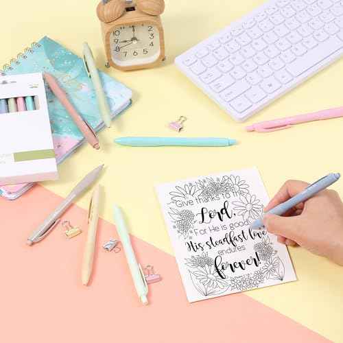 Mr. Pen- Retractable Gel Pens, 8 Pack, Black Ink, Soft Grip, Soft Pastel Barrel Gel Pens Fine Point 0.5mm, Back to School Supplies