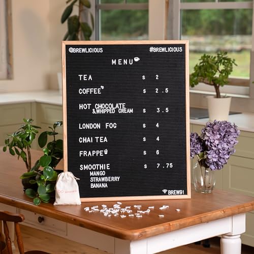 Winsharp Oak Frame Large Felt Letter Board 24x30 Inch with White Letters for Business & Decor - Changeable Signage