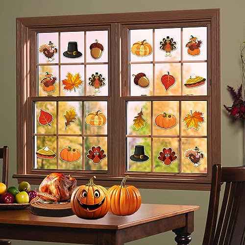 Lucleag 60PCS Thanksgiving Cutouts for Bulletin Board Decoration, Thanksgiving Turkey Leaves Pumpkins Acorn Cutouts for Thanksgiving Fall School Office Classroom Bulletin Board Decorations