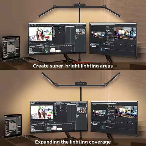 LED Desk Lamp with Clamp, 24W Architect Light, Auto-Dimming, Stepless Brightness Control, Atmosphere Lighting for Home Office