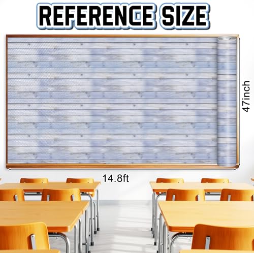 Inkspire Beach Wood Fabric Bulletin Board Paper Roll 14.8FT x 47IN Reusable Waterproof & Erasable Classroom Backdrop
