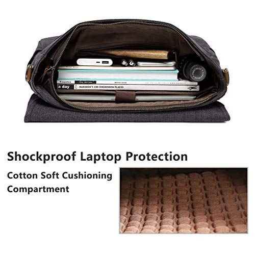 Messenger Bag for Men,VASCHY Vintage Water Resistant Canvas Satchel 14 15.6 17inch Laptop Briefcase