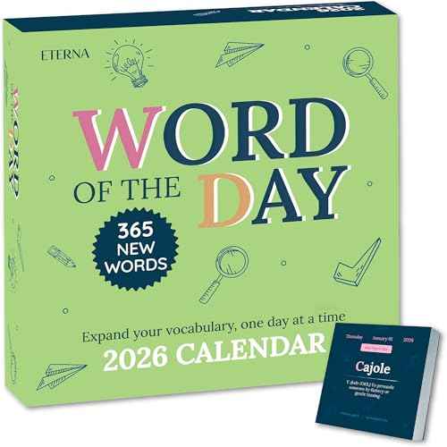 2026 Word of the Day Daily Calendar | Day To Day Tear Off Desktop Calendar with 365 New & Interesting Words & Definitions for Everyday of the Year, Fun Box Calendar Present For Men or Women, Christmas Stocking Stuffer Gift for Home or Office