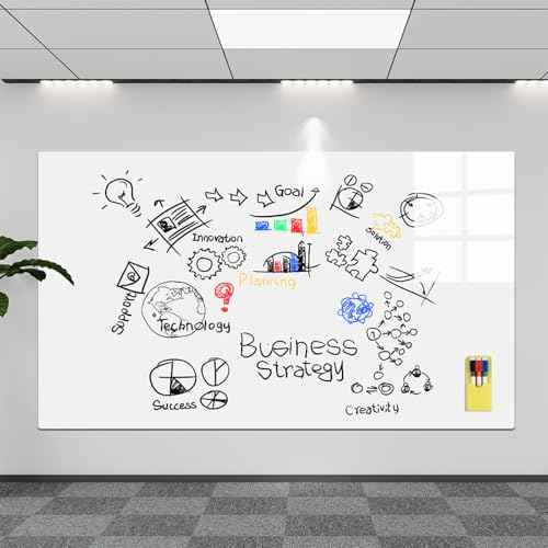 Magnetic Whiteboard Contact Paper 24" x 36" Peel and Stick Dry Erase White Board for Wall Self-Adhesive Decal Wallpaper Sticker for Office, Home, with Marker, Eraser and Magnet