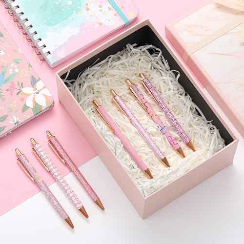 Mr. Pen- Fancy Pens for Women, Pink Paradise, 7 Black Ink Ballpoint Pens with 10 Refills, 1.0mm, Cute Pens for Journaling