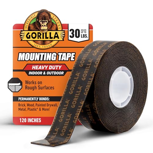 GORILLA Heavy Duty Mounting Tape, Double-Sided, XL 1" x 120", Black