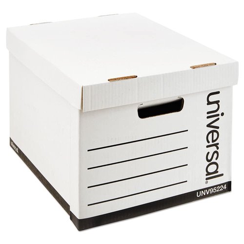 Universal 95224 Heavy-Duty Fast Assembly Lift-Off Lid Storage Box, Letter/Legal, White (Case of 12)