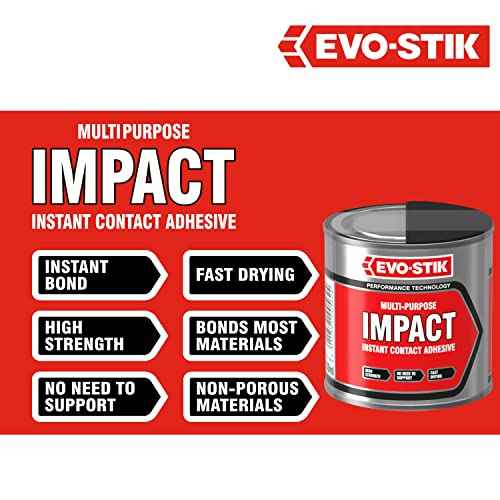EVO-STIK Impact Adhesive, Multipurpose, High-Strength Adhesive, Bonds Instantly on Contact, Fast Drying, 250ml Tin