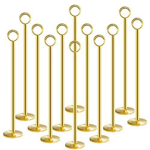 Urban Deco 12PK Table Number Holders Place Card Holders 12 Inch Table Card Holders Steel Card Holders for Photos, Food Signs, Memo Notes, Weddings, Restaurants, Birthdays£¨Gold£©