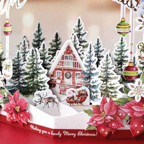 Pop Up Christmas Cards, 3D Christmas Greeting Card for Father Brother sister Women Men Wife Mom Mother Friend Aunt Grandmother,with Envelope(0434)