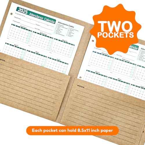 Durable Heavy-Duty Multi-Purpose Kraft Paper Record Folders - Two-Pocket, Preprinted to Track Job Progress, Classification, and Storage (9.4" x 11.5", Pack of 25)