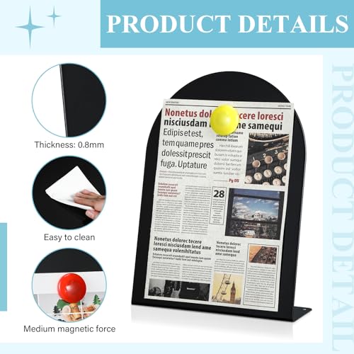 Black Magnetic Bulletin Boards 2 Pack 10x7 Inch Arched Display Stand for Home Office School