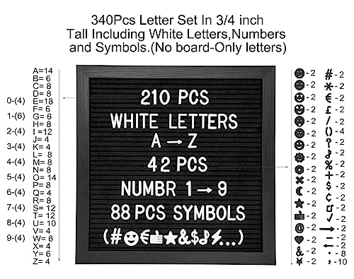 G GAMIT Pre-Cut 0.75 Inch White Letters for Felt Letter Board, 340pcs - Characters, Numbers, Symbols & Emoji, No Board Included