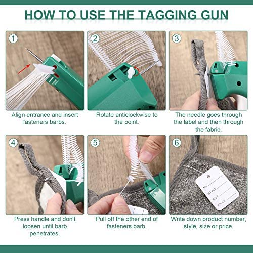 Honoson 6006 Pcs Clothes Tagging Gun Set Green – Includes 5 Extra Needles & 1,000 Clothes Tags