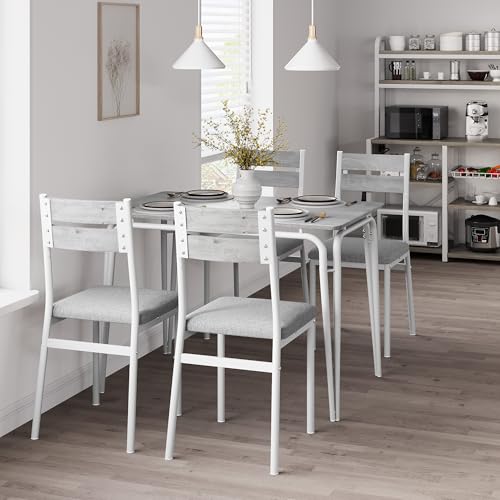 IDEALHOUSE 5-Piece Dining Set for 4 — Square Table with 4 Chairs, Small Space