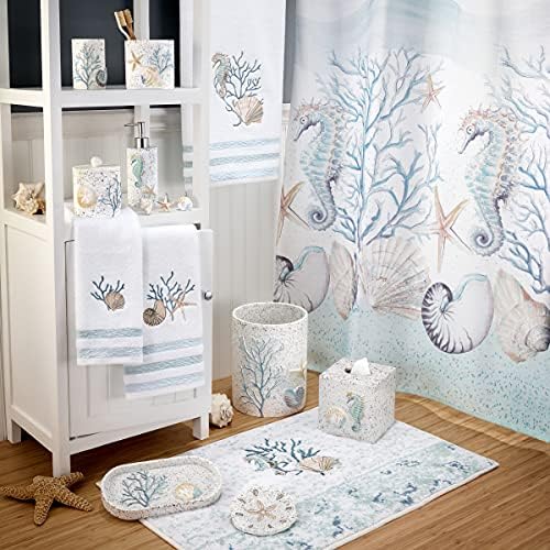 Avanti Linens - Wastebasket, Decorative Trash Can, Guest Bathroom Essentials, Sea Inspired Home Decor (Coastal Terrazo Collection)