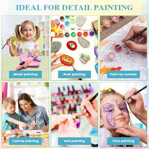 12pcs Miniature Paint Brushes Drybrush Set, Detail Paint Brushes for Acrylics, Watercolor, Figurines Model, Face Painting, Piant by Number Kit for Adults - Triangular Handles (Black)