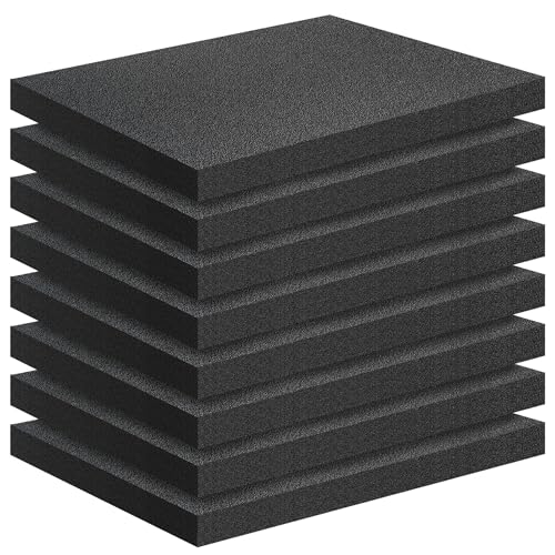 Black Packing Foam Sheets- 8PCS Cuttable Polyurethane Pads Cushioning