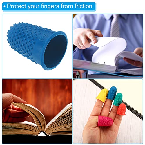 PATIKIL 0.71x1.14 Inch Blue Silicone Finger Tips, 10 Pack for Sewing & Office