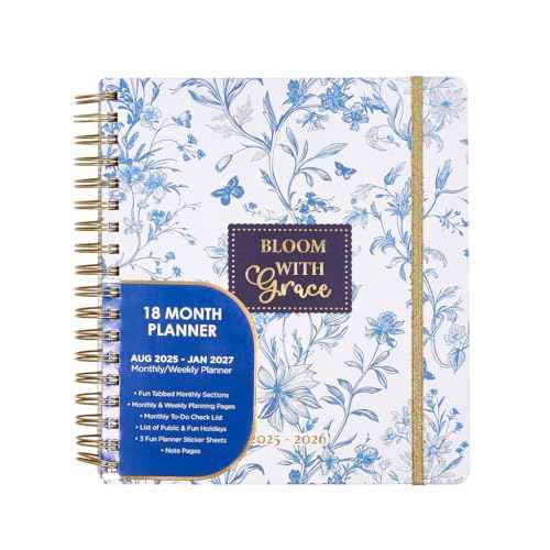 Votum August 2025 to January 2027 Large Back to School Academic Planner- Daily, Weekly & Monthly Organizer with Pens, Stickers, Sticky Notes, and a Sturdy Cover - Bloom with Grace