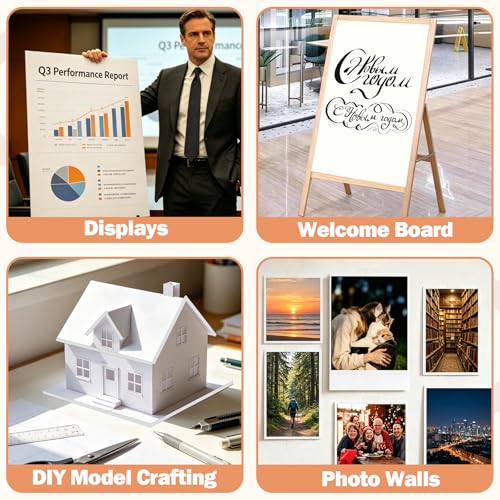 YJview 4 Pack White Foam Board 27.5 x 39.4 Inches - Double-Sided Acid-Free Sign & Display Boards