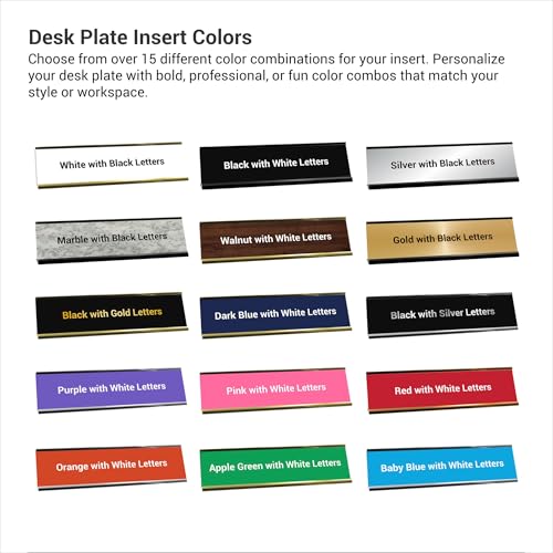 Personalized Desk Name Plate 2x8 Black with Gold Letters - Custom Engraved Office Sign