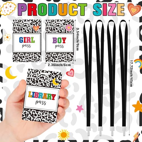 School Classroom Pass Lanyards Set of 14 PVC Student ID Badges with Neck Straps