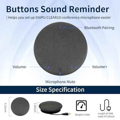 Conference Speaker and Microphone Computer Speakers with Microphone Speakerphone 360¡Æ Voice Pickup Max Bluetooth Distance 32.8ft Noise Cancellation for Video Calling Conferencing Recording
