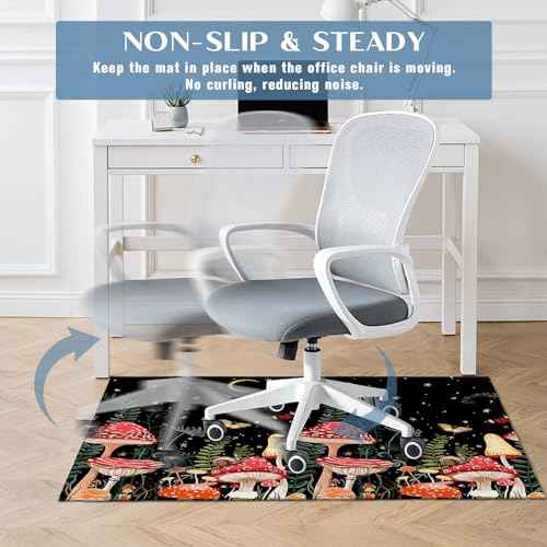 Office Chair Mat for Hardwood Floor Mushroom 48"x60" Computer Gaming Chair Mat Anti-Slip Rugs Floor Protector for Rolling Chairs Under Desk Rug for Home