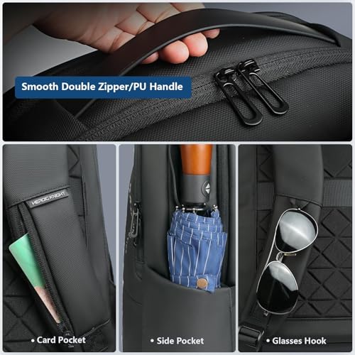 hk Backpack for Men Business Backpack with USB Charger Anti-Theft Mens Backpacks Water-Resistant 15.6 Inch Laptop Backpack Lightweight Casual Bag for Business Travel Office Work College, Black