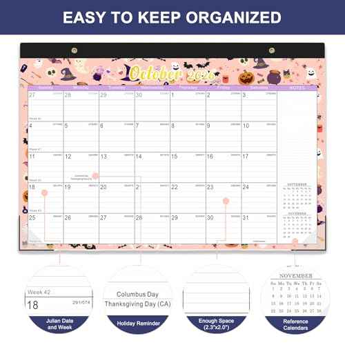 Lbylyhxc 2026 Desk Calendar, 18-Month Calendar Use Now to Dec. 2026, Large 17" x 12" Desktop/Wall Monthly Calendar for Home, School or Office (Desk Calendar Seasons, 17x12 inches)