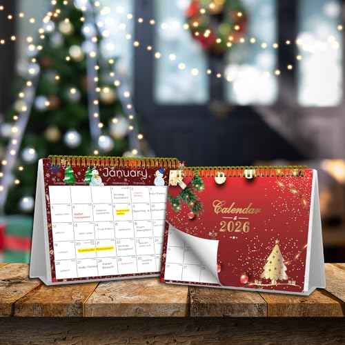 Small Desk Calendar 2026 - Standing 2026 Desk Calendar, Oct.2025 to Dec.2026, 8" x 6", Monthly Flip Desktop Calendar with To Do List, Your Personal Desk Planner with Pocket for Work Home Office