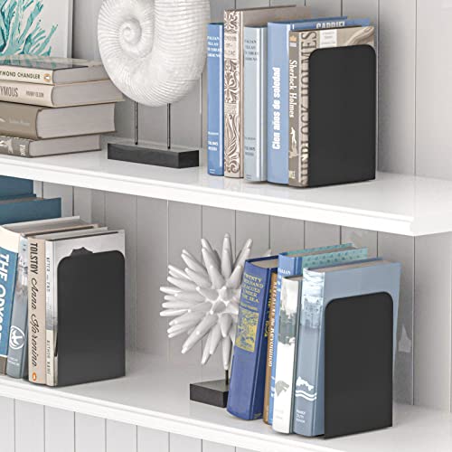 VFINE Black Metal Bookends 1 Pair Heavy Duty Shelving Organizer for Home Office