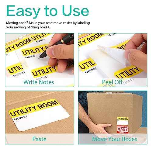 600 Count 3 x 2 Large Home Moving Packing Box Labels for 3-4 Bedroom House with Writable Notes Areas, 17 Color Coded Moving Labels for Boxes + Fragile Moving Stickers + Heavy and Blank Labels