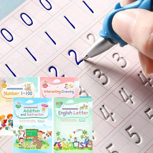 CosyCorner 4-Pack Reusable Magic Ink Copybooks for Kids Handwriting Practice