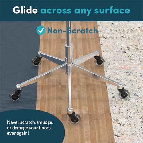 Lifelong Office Chair Wheels Replacement Rubber Chair Casters Safe for Hardwood Floors and Carpet, Set of 5, Heavy Duty Casters for Chairs Desks to Replace Office Chair Mats - Universal Size
