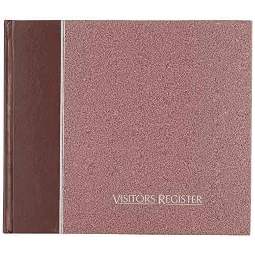 National Visitors Register Book, Hard Cover, Sewn Binding, Ribbon Marker, 8.5" x 9.875", 64 Log-In Sheets, Burgundy (57803)