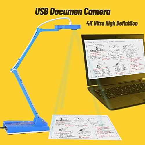 Mirabox 4K Ultra HD 3-in-1 15MP USB Document Camera/Webcam/Visualizer,Compatible with Mac OS,Windows,Chromebook for Live Demo,Web Conferencing,Distance Learning,Remote Teaching,Object Viewing
