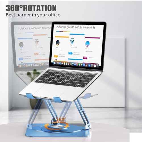Laptop Stand for Desk, Adjustable Computer Stand with 360¡Æ Rotating Base, Ergonomic Laptop Riser for Collaborative Work, Foldable & Portable Laptop Stand, fits for All 10-16" Laptops (Blue)