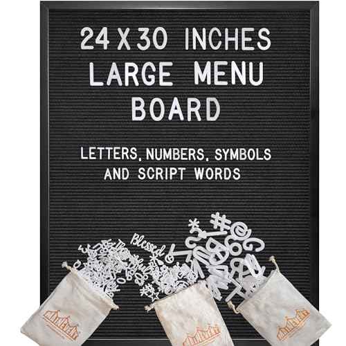 Black Large Letter Board 24x30 Inch, Big Felt Menu Board, Large Felt Letter Board, Menu Board, Message Board, Black Sign Display